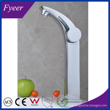 Fyeer High Arc Single Handle&Hole Chrome Bathroom Sink Wash Basin Faucet Water Mixer Tap